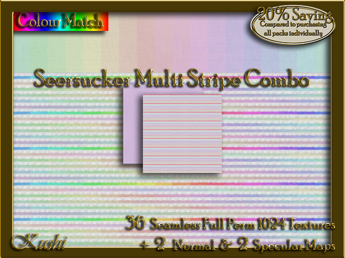 Seersucker Multi Stripe Combo Seamless Texture Set