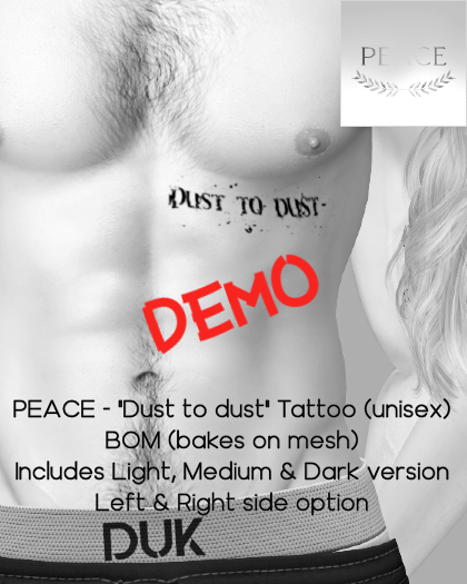 PEACE - Dust to dust Tattoo (unisex) - DEMO