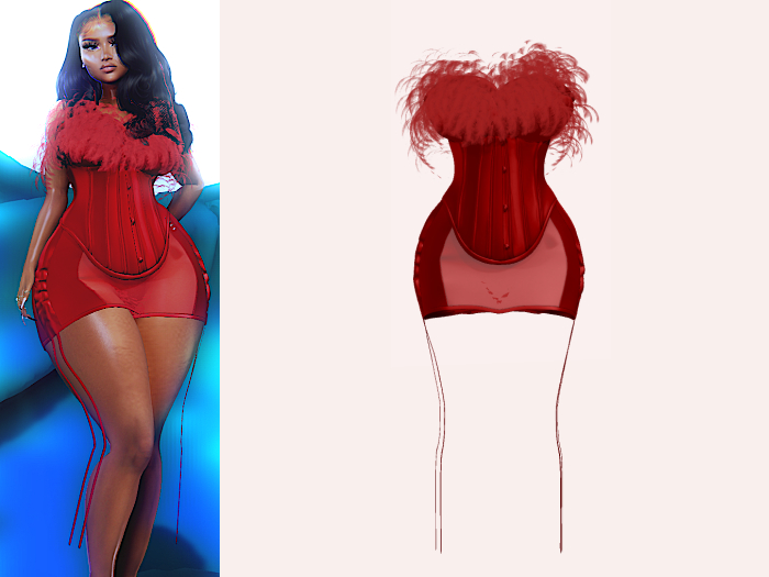 {ABC} Samara Lingerie Dress Red