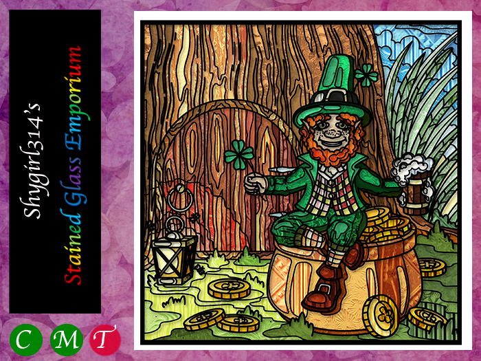 SGE366 Leprechaun Stained Glass Panel Box