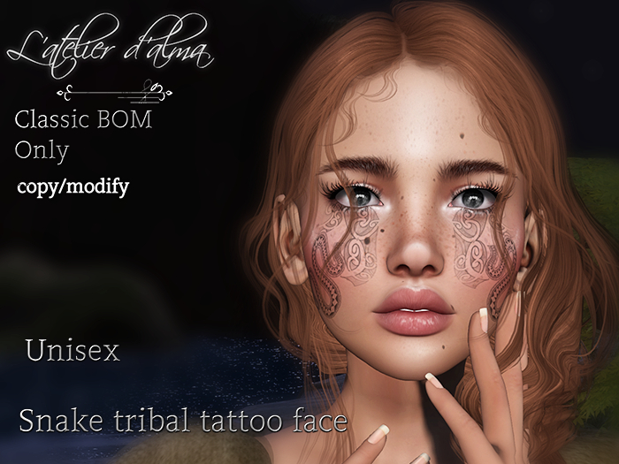 L'atelier d'Alma Snake tattoo face for classic bom