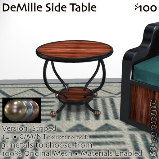 % DeMille Side Table (striped) *MESH*