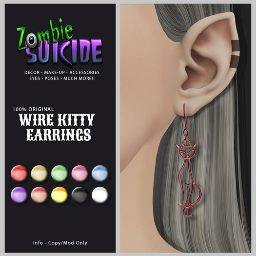 :Z.S: Wire Kitty Earrings