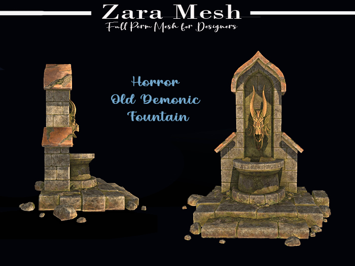 ZM - Horror- Old Demonic Fountain - FULL PERM MESH