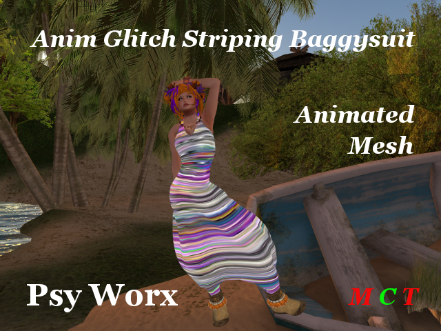 >PsyWorX< Anim Glitch Striping Mesh DEMO Baggysuit