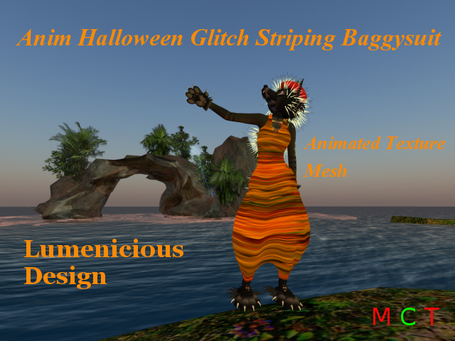 >PsyWorX< Anim Halloween Glitch Striping Mesh Baggysuit