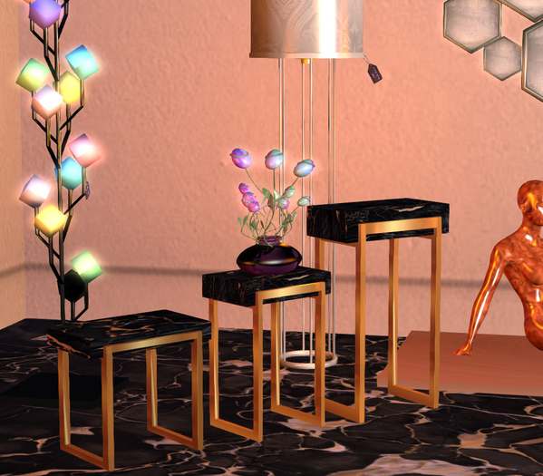 set of side gold tables