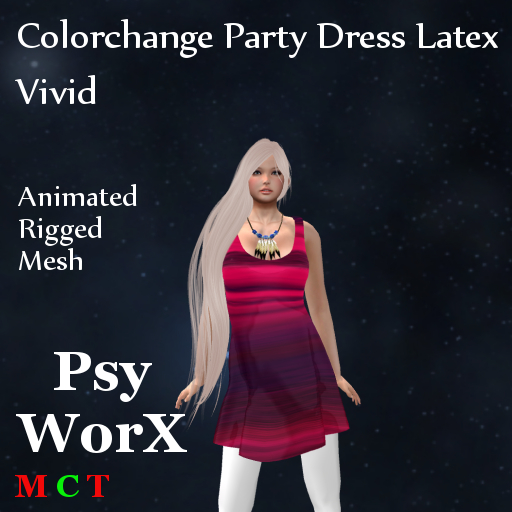 >Psy WorX< Color Change Party Dress Mesh Latex v2 VIVID