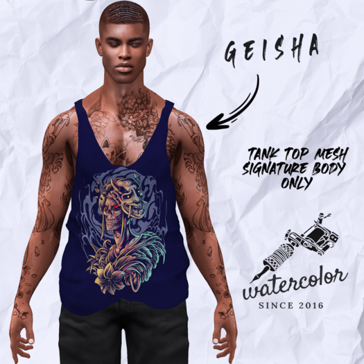 - Watercolor - Geisha Signature Mesh Tank Top 