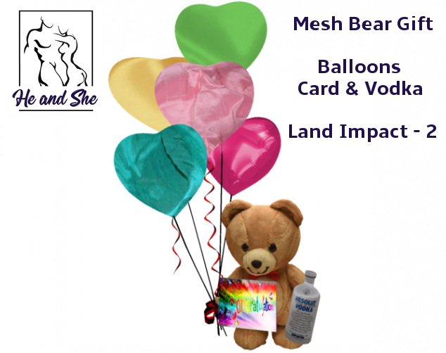 Congratulations Mesh Teddy Bear with Balloons,Card  Promo ****** Land Impact 2 * Promotional Gift Sale Price