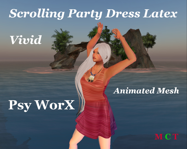 >PW< Scrolling Party Dress Latex Purple Pink Orange VIVID [BOX]