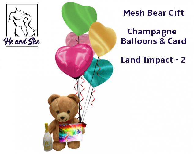 Congratulations Mesh Teddy Bear with Balloons, Card  Promo *************** Land Impact 2 * Promotional Gift Sale Price