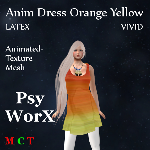 >PW< DEMO Scrolling Party Dress Latex Orange Yellow VIVID
