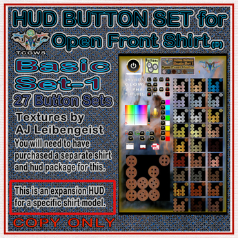 Second Life Marketplace - HUD Button Open Front Shirt (D) Basic Set 1