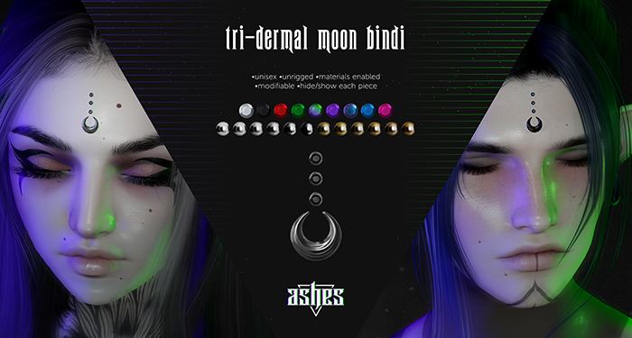 .ashes. tri-dermal moon bindi