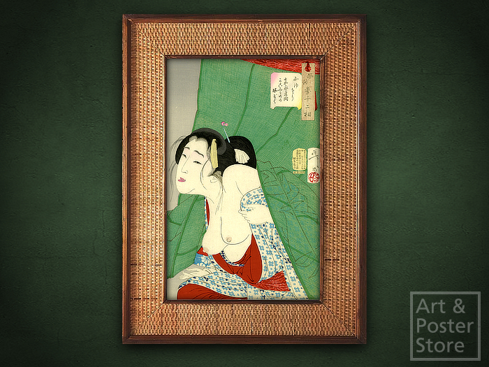 Scratching An Itch - Tsukioka Yoshitoshi | Classic Japanese Woodblock Print | Rattan Frame 