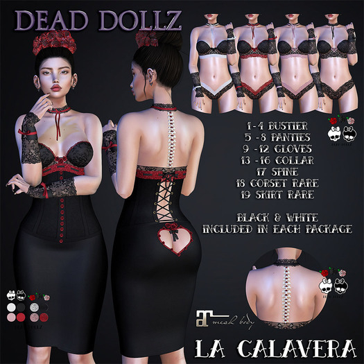 Dead Dollz - La Calavera - SET BLACK(5 PIECES)-Maitreya