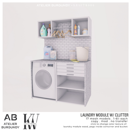 Atelier Burgundy + Kraftwork . Laundry Module w/ Clutter *ADD*
