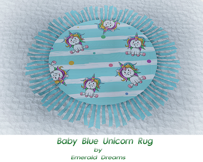 .:Emerald Dreams:. Baby Blue Unicorn Rug