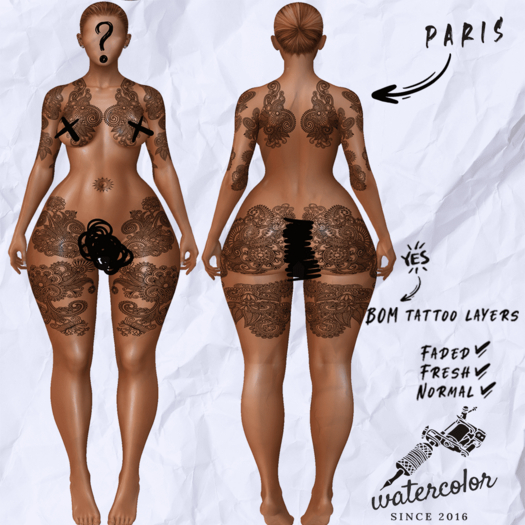 - Watercolor - Paris BOM Tattoos (ADD)