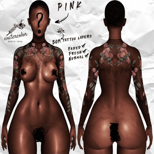 - Watercolor - Pink BOM Tattoo (HUD)