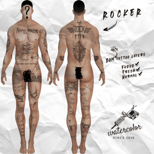 - Watercolor - Rocker BOM Tattoo (HUD)