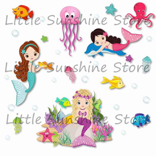 εїз ☀Wall Decal /  The Cute Mermaids ( Not Texture ) ☀ εїз
