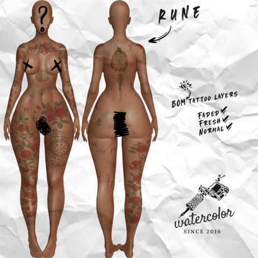 - Watercolor - Rune BOM Tattoo (HUD)