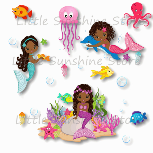 εїз ☀Wall Decal /Cute Mermaids ( Not Texture ) ☀ εїз