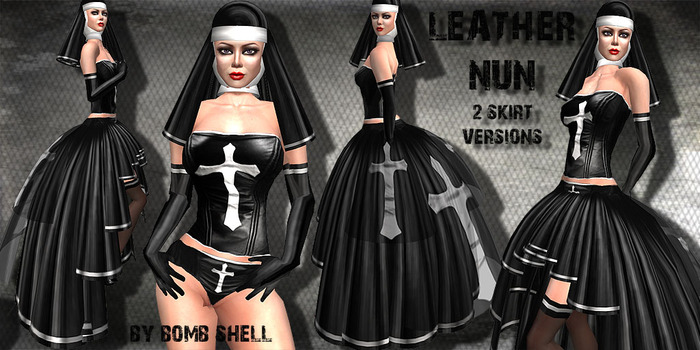:::Bomb Shell::: Leather Nun Outfit