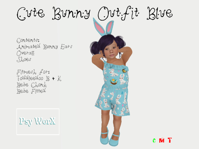 >PsyWorX< Cute Bunny Outfit TD & Bebe Blue