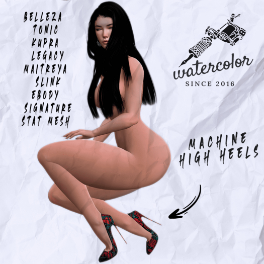 - Watercolor - Machine High Heels