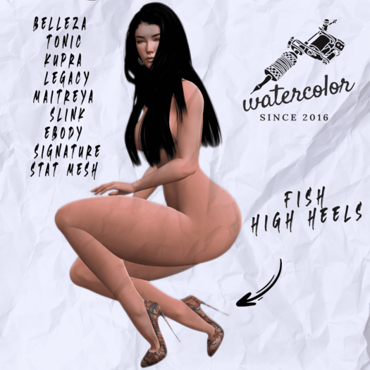 - Watercolor - Fish High Heels 