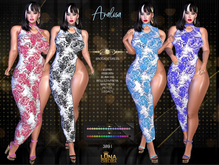 Analisa Asian Inspired Brocade High Slit Pencil Dress, Maitreya,Kupra,Reborn,Slink HG,Belleza F, Legacy, Petite