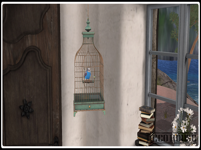 Animated Blue Parrot In Cage
