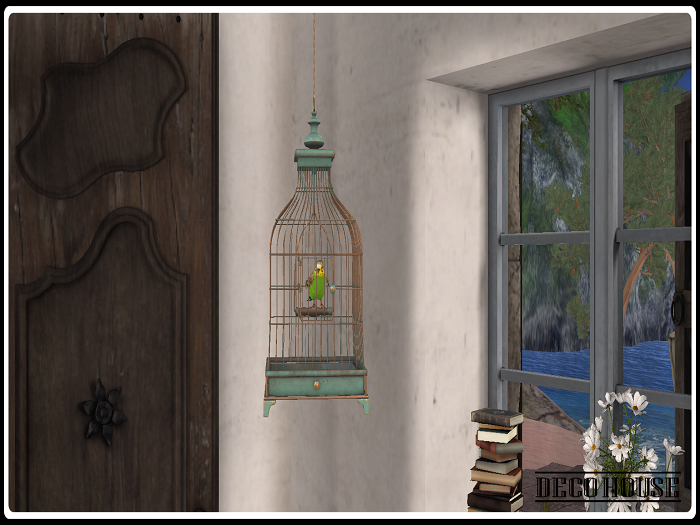 Animated Green Parrot In Cage