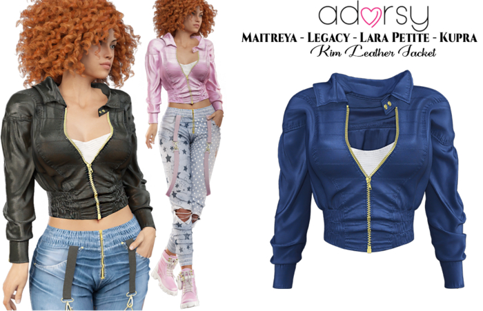 adorsy - Kim Leather Jacket Blue - Maitreya/Legacy/Lara Petite/Kupra