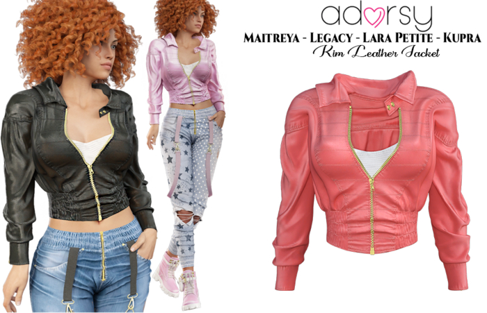 adorsy - Kim Leather Jacket Coral - Maitreya/Legacy/Lara Petite/Kupra