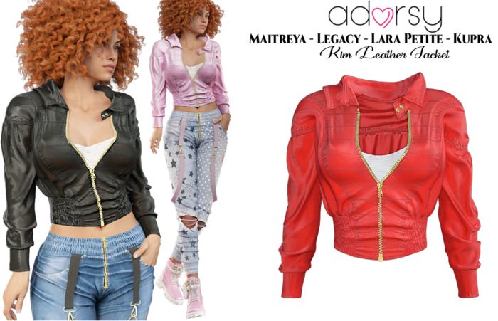 adorsy - Kim Leather Jacket Red - Maitreya/Legacy/Lara Petite/Kupra