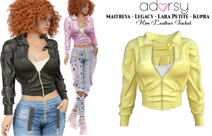 adorsy - Kim Leather Jacket Yellow - Maitreya/Legacy/Lara Petite/Kupra