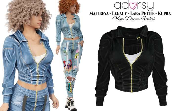 adorsy - Kim Denim Jacket Dark Black - Maitreya/Legacy/Lara Petite/Kupra