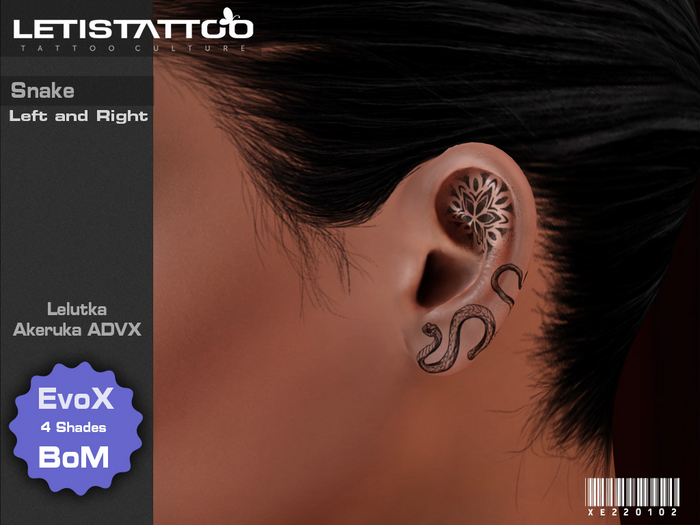 Letis Tattoo :: Snake : Lelutka EvoX & Akeruka ADVX Tattoo