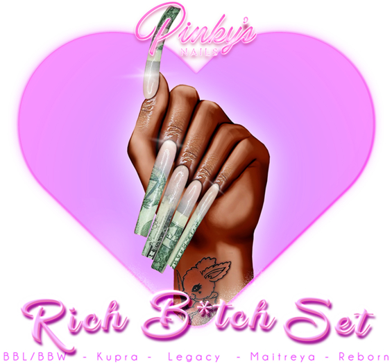 !! Pinky's Nails !! Rich B*tch Set ' Coffin