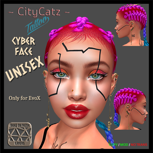 ~ CityCatz ~ Tattoo *** Cyber Face *** BOM