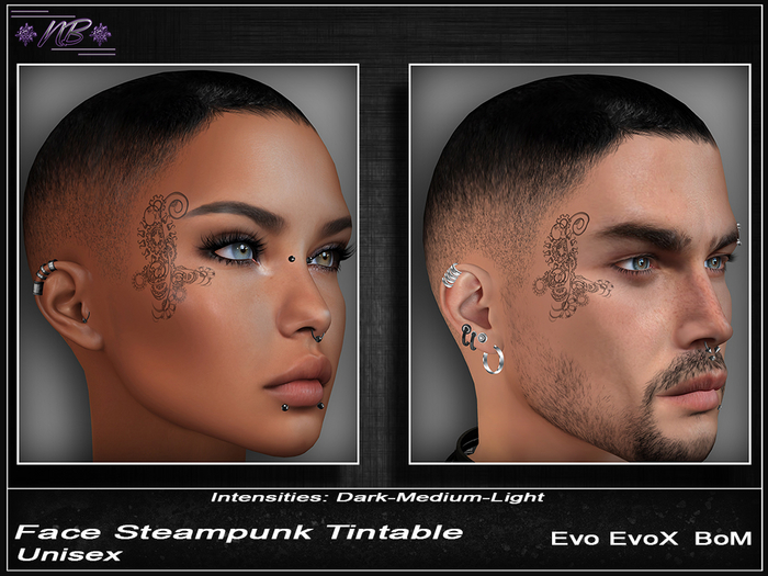 *NB* Face Steampunk Tintable Tattoo