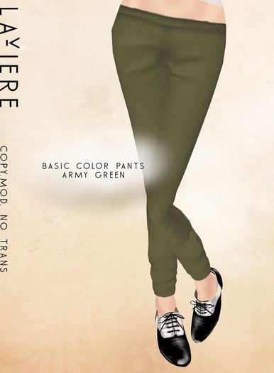 -LaViere- Basic Color Pants (Army Green)