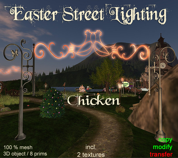 Easter Street Lighting "Chicken" 3D mesh V4 / 2 FP Textures included  (boxed)