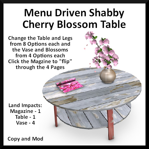 Menu Driven Shabby Cherry Blossom Table
