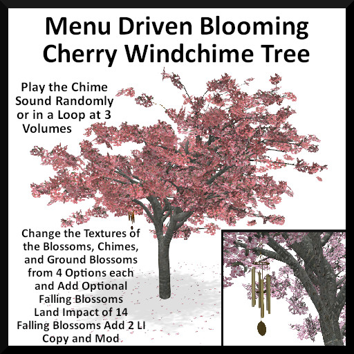 Menu Driven Blooming Cherry Windchime Tree