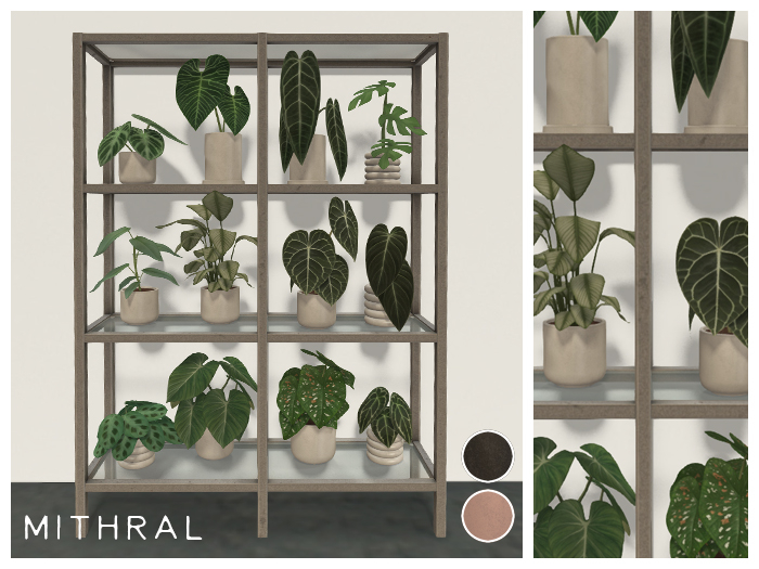 Mithral * Glass Plant Shelf Unit (Silver)